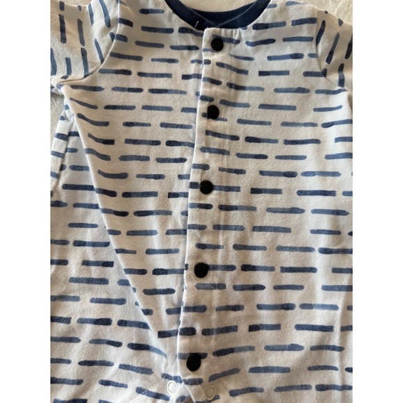 Mud Pie Baby Sleeper Footed Pajamas Blue White Stripe 0–3 Months Cotton - Picture 3 of 6